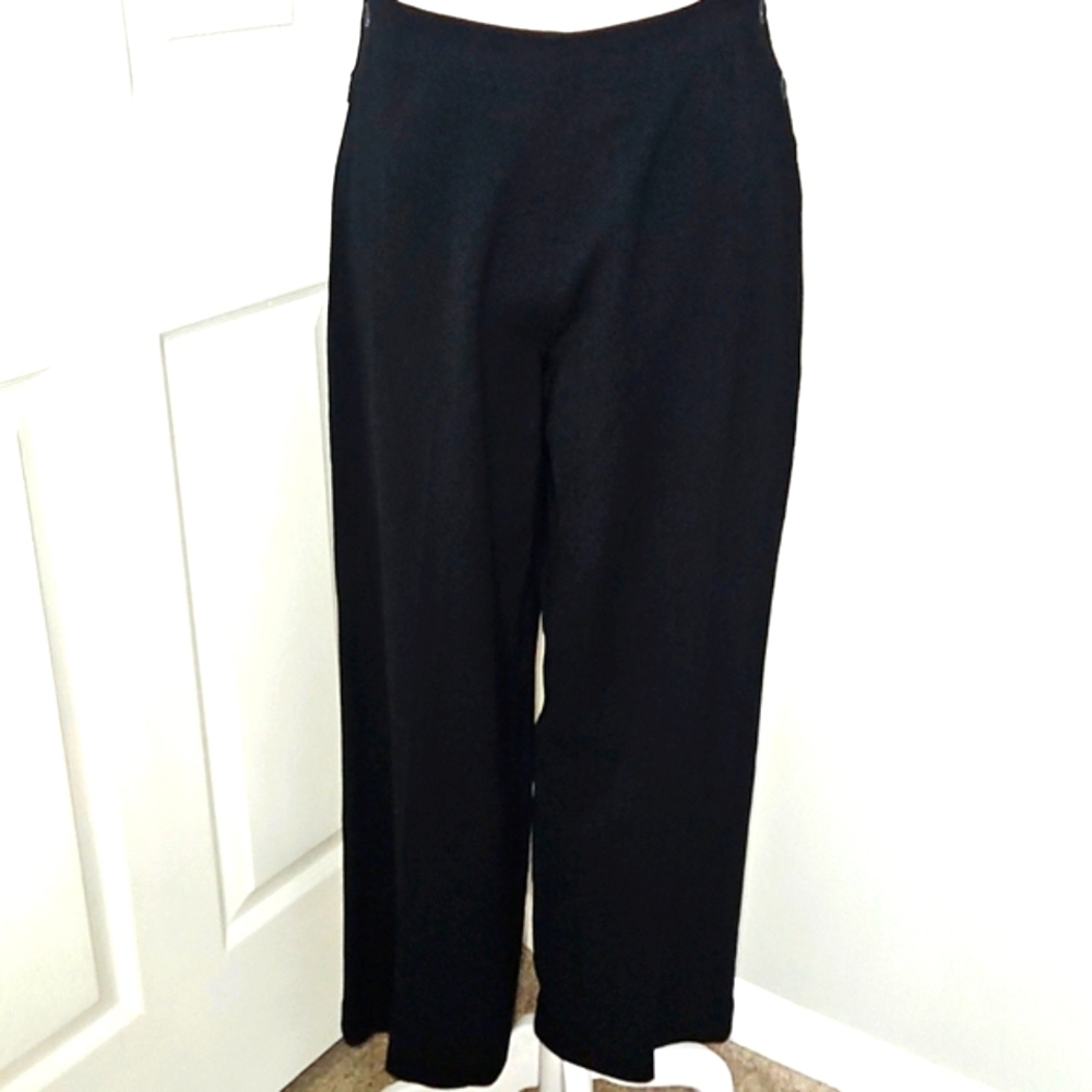 J.Jill Stretch Women's Black Side Button Wool Blend Trouser Pants 12P